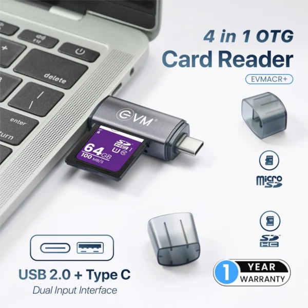 4 in 1 OTG Card Reader USB 2.0 + Type-C EVMACR+